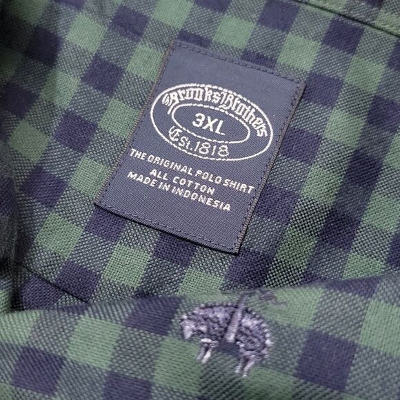 Brooks Brothers Checkered Button Down Shirt Size 3XL Mens Green & Blue - Picture 4 of 10